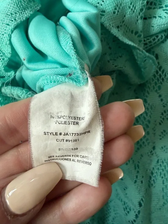 Speechless strapless y2k, vintage slotted Lace Maxi Dress in Aqua Blue - Picture 6 of 7